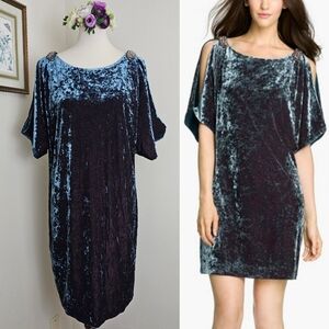 Aidan Mattox Beaded Crushed Velvet Dress